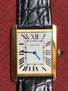 Cartier Tank Solo W5200004 18K Gold & Steel Quartz Black Strap + Warranty Card